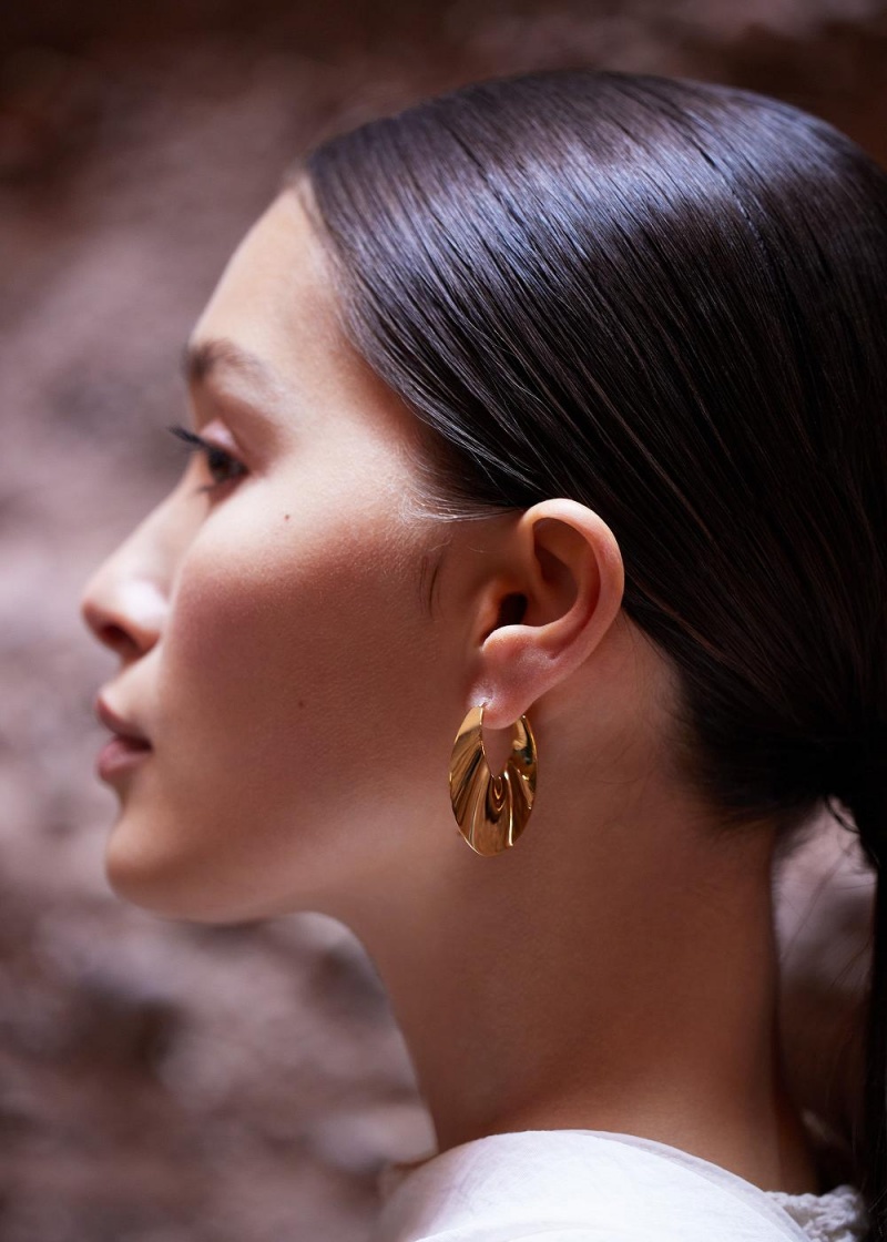 Polene Éole Slim Hoop Earrings Gold | NZ_P24831